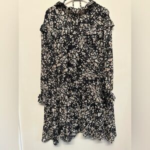 Hugo Boss Black and Cream Spotted Dress with Fabric Tie Belt Size 2